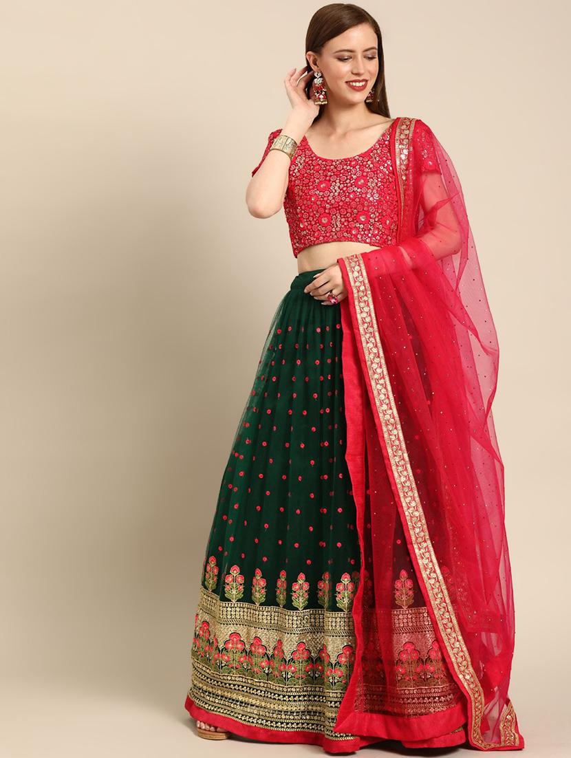 embroidered flared unstitched lehenga - 17240621 - Zoom Image - 1