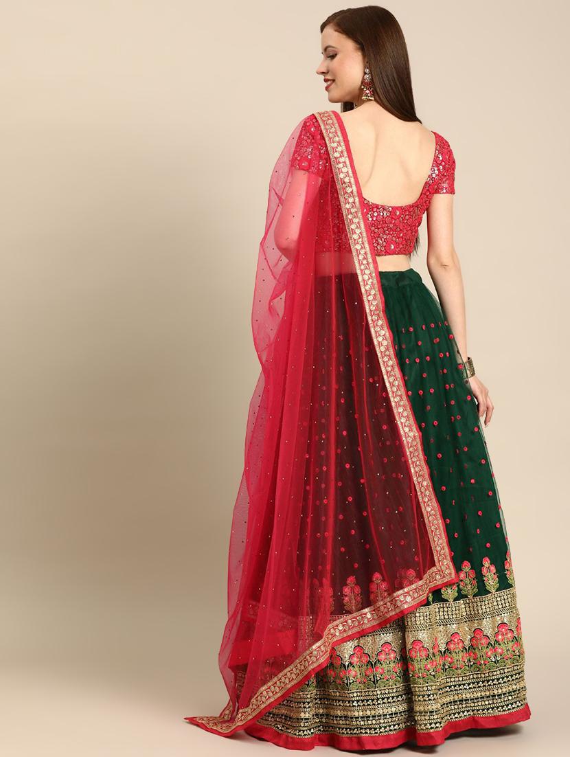 embroidered flared unstitched lehenga - 17240621 - Zoom Image - 3