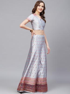 embroidered flared unstitched lehenga - 17240625 - Standard Image - 2