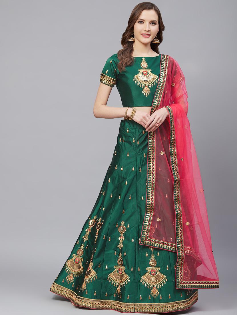 embroidered flared unstitched lehenga - 17240637 - Zoom Image - 1