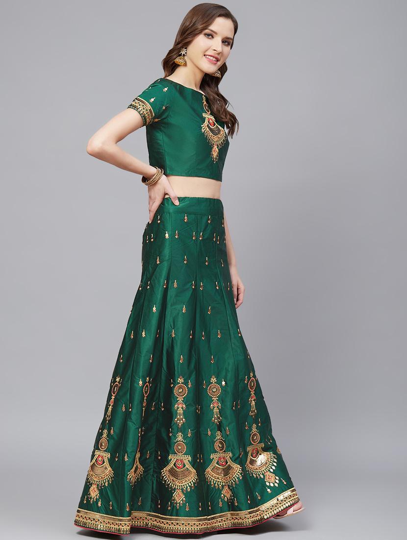 embroidered flared unstitched lehenga - 17240637 - Zoom Image - 2