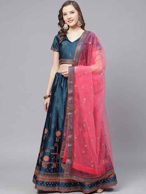 embroidered flared unstitched lehenga - 17240639 - Standard Image - 1