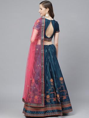 embroidered flared unstitched lehenga - 17240639 - Standard Image - 3