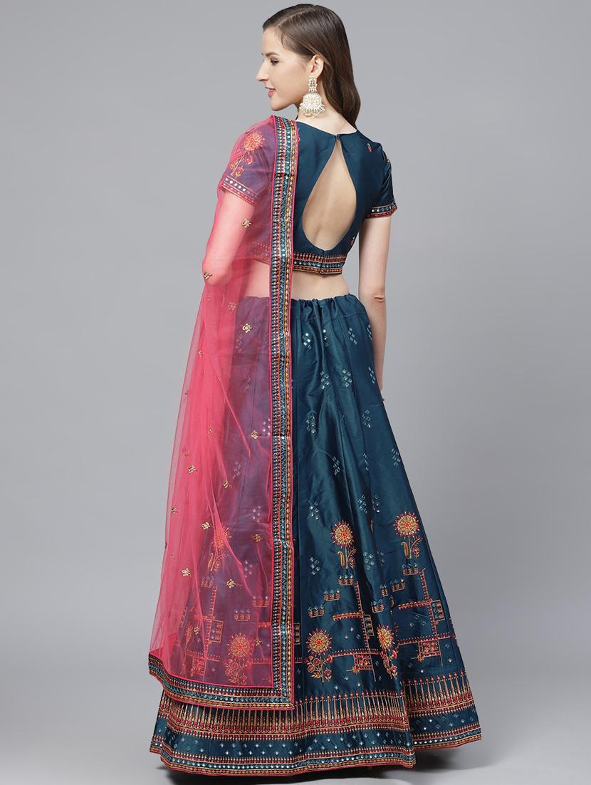 embroidered flared unstitched lehenga - 17240639 - Zoom Image - 3
