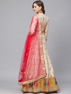 embroidered flared unstitched lehenga - 17240642 - Standard Image - 2