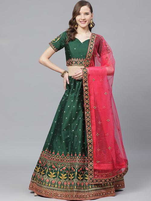 embroidered flared unstitched lehenga - 17240646 - Standard Image - 1