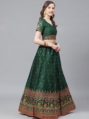 embroidered flared unstitched lehenga - 17240646 - Standard Image - 2