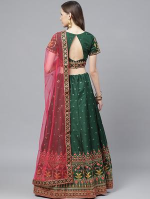embroidered flared unstitched lehenga - 17240646 - Standard Image - 3