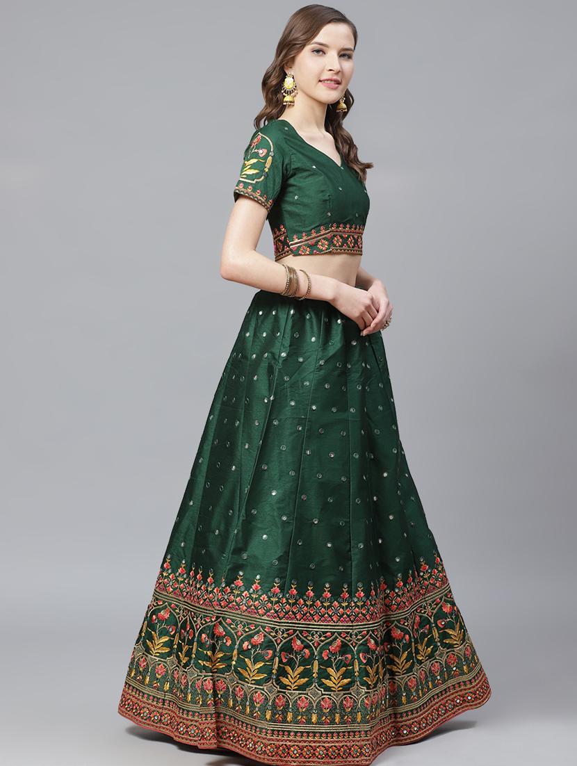 embroidered flared unstitched lehenga - 17240646 - Zoom Image - 2