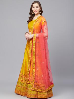 embroidered flared unstitched lehenga - 17240647 - Standard Image - 3