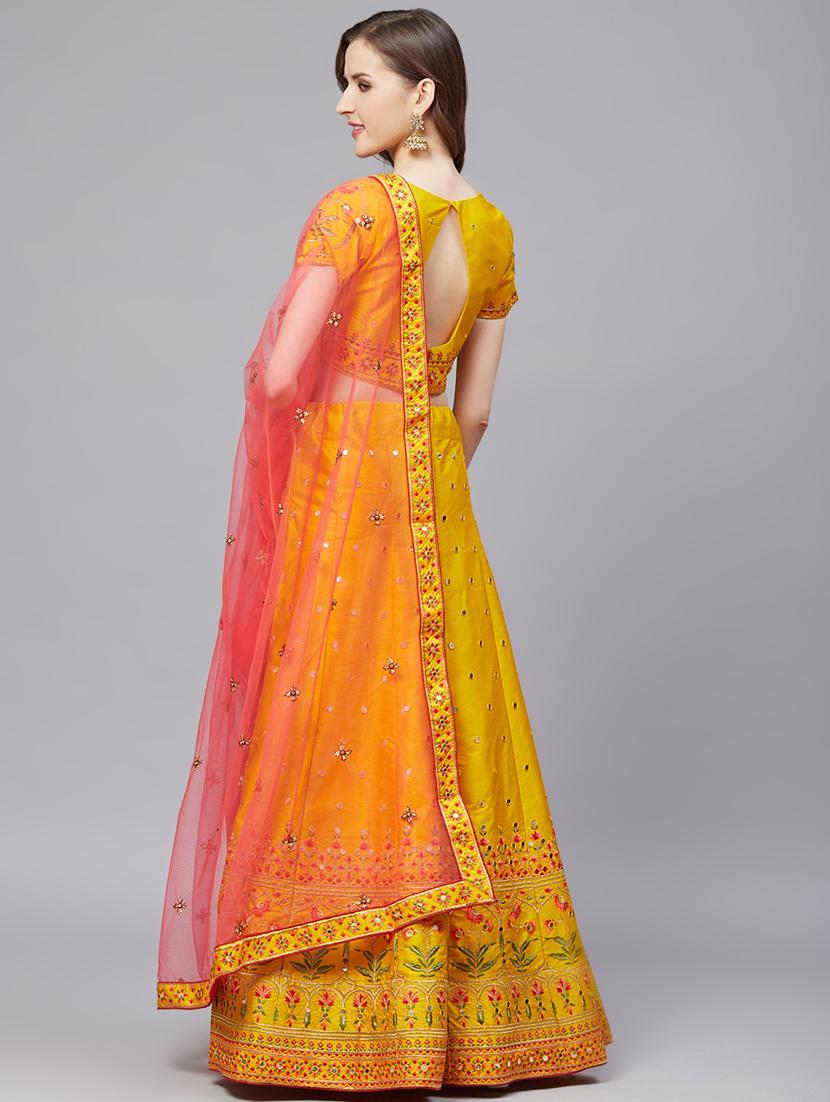 embroidered flared unstitched lehenga - 17240647 - Zoom Image - 4