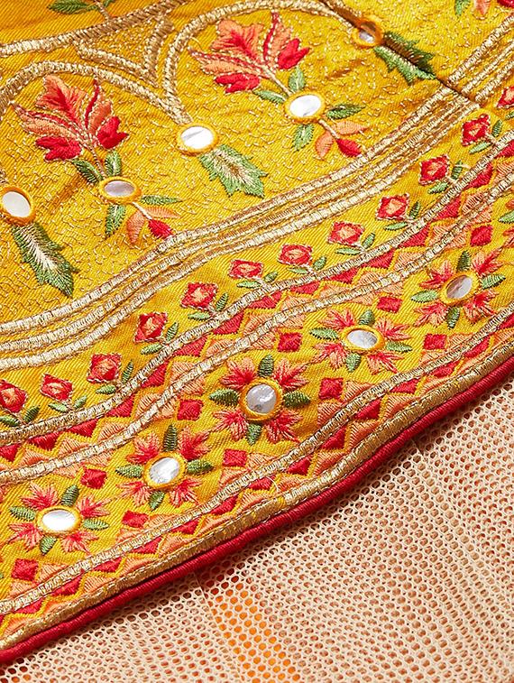 embroidered flared unstitched lehenga - 17240647 - Zoom Image - 8
