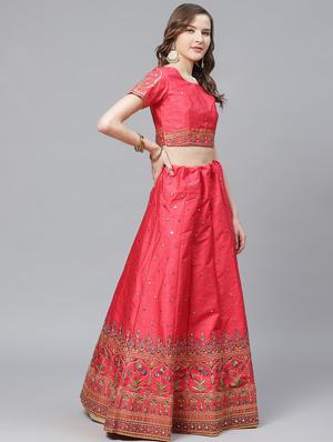 embroidered flared unstitched lehenga - 17240648 - Standard Image - 2
