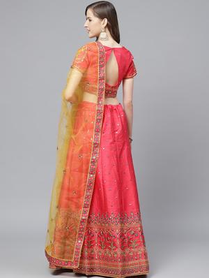 embroidered flared unstitched lehenga - 17240648 - Standard Image - 3