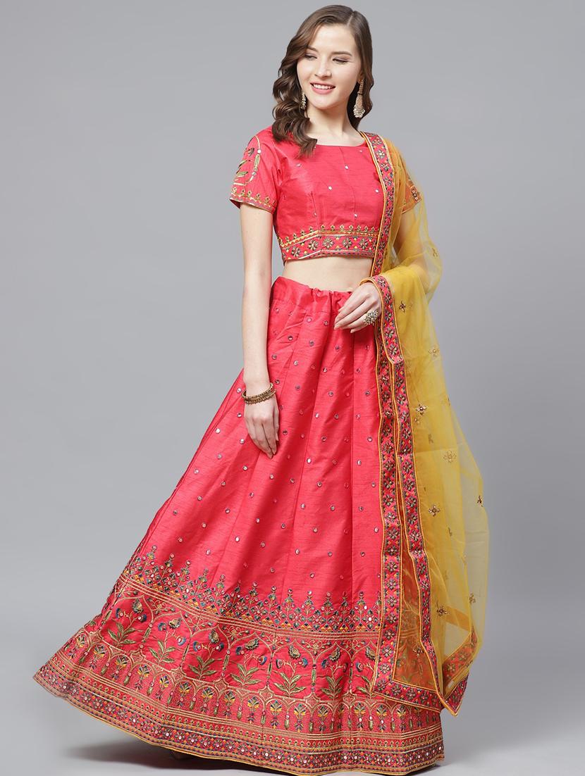 embroidered flared unstitched lehenga - 17240648 - Zoom Image - 1