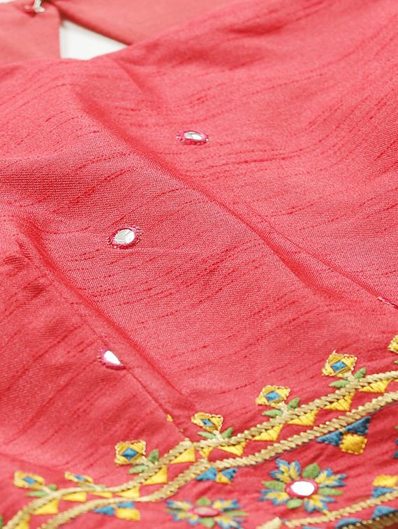 embroidered flared unstitched lehenga - 17240648 - Zoom Image - 4