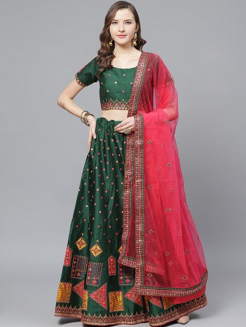 embroidered flared unstitched lehenga - 17240649 - Standard Image - 1