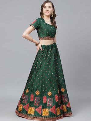 embroidered flared unstitched lehenga - 17240649 - Standard Image - 2