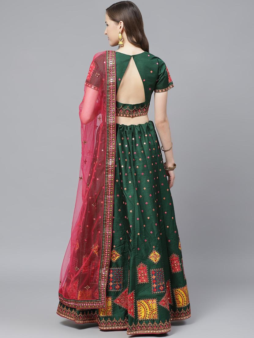 embroidered flared unstitched lehenga - 17240649 - Zoom Image - 3