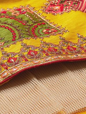 embroidered flared unstitched lehenga - 17240650 - Standard Image - 8
