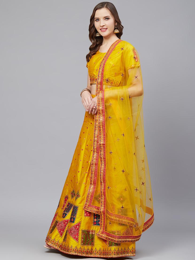 embroidered flared unstitched lehenga - 17240650 - Zoom Image - 2