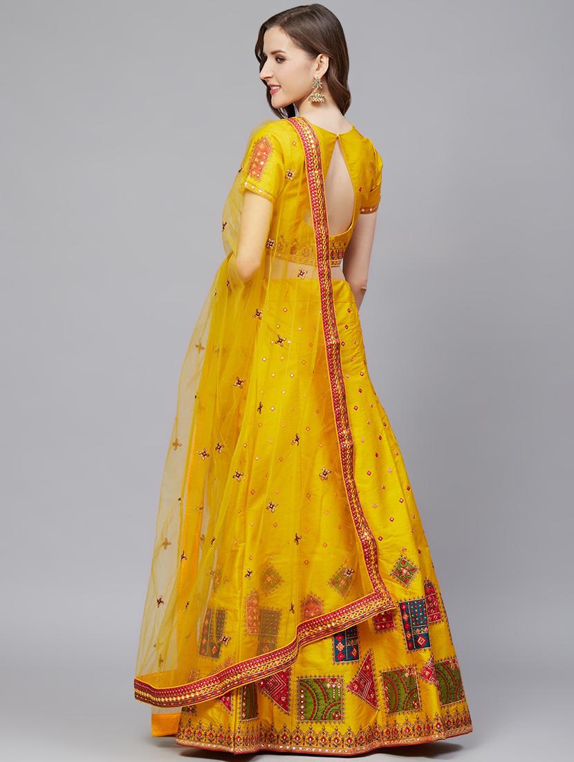 embroidered flared unstitched lehenga - 17240650 - Zoom Image - 4