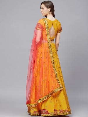 embroidered flared unstitched lehenga - 17240655 - Standard Image - 3
