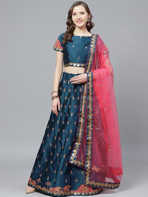 embroidered flared unstitched lehenga - 17240656 - Standard Image - 1