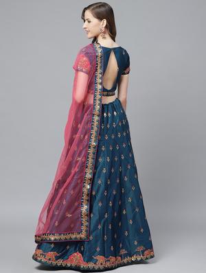 embroidered flared unstitched lehenga - 17240656 - Standard Image - 3