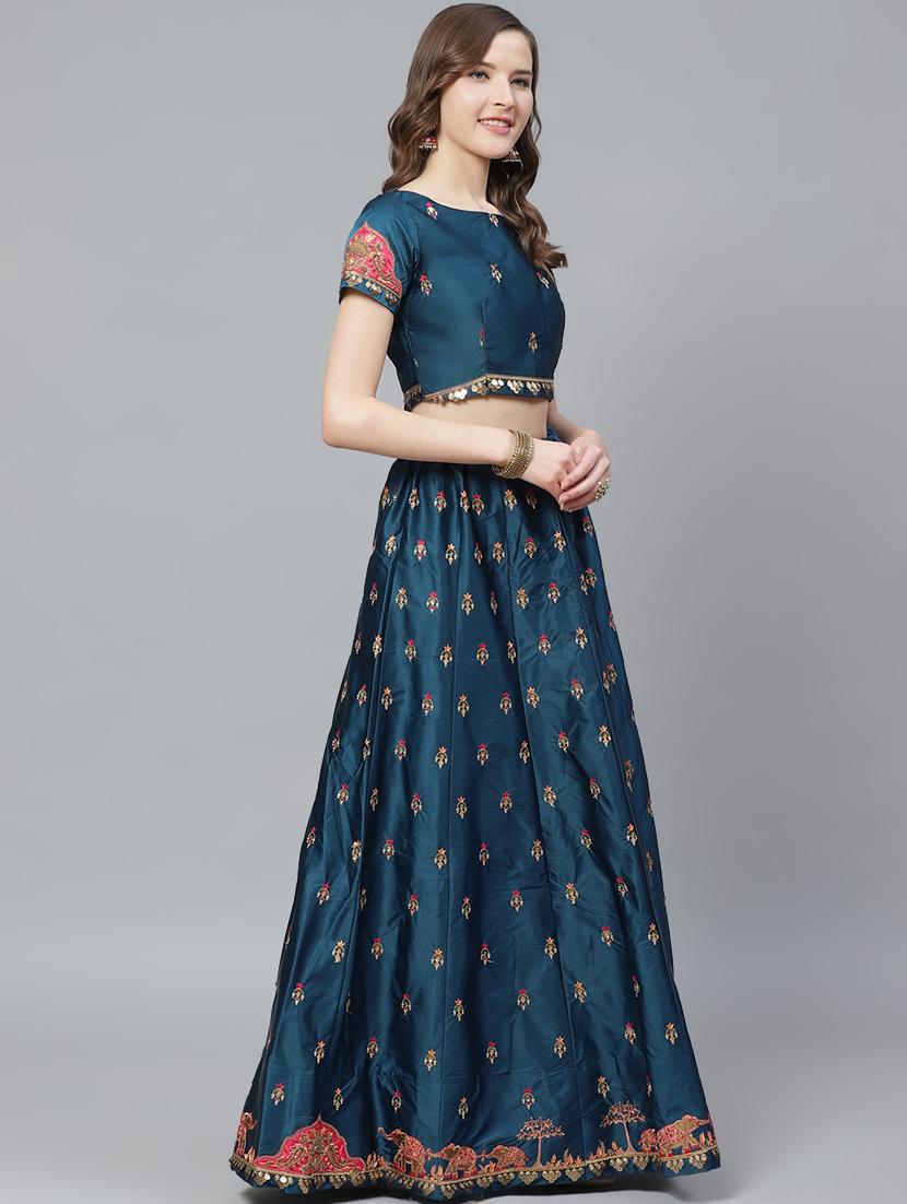 embroidered flared unstitched lehenga - 17240656 - Zoom Image - 2