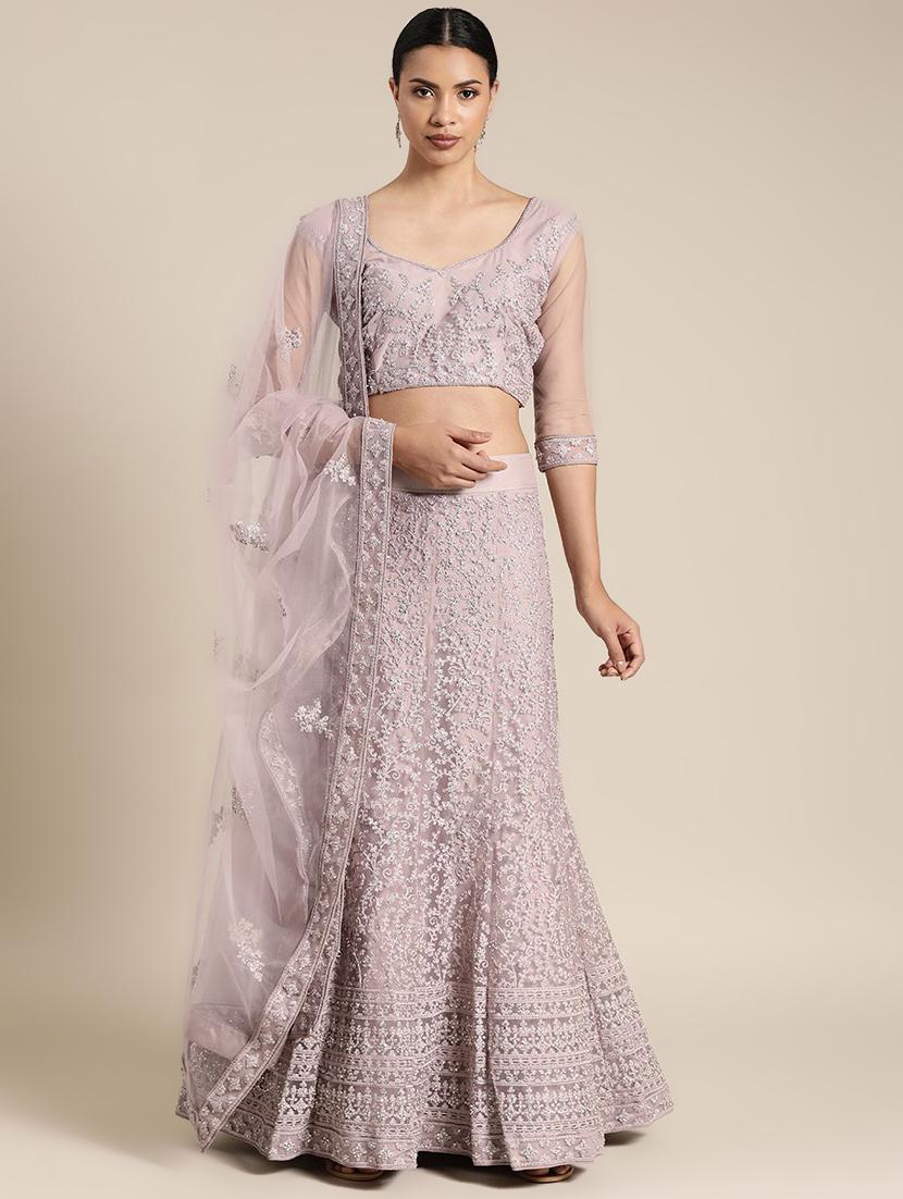 embroidered flared unstitched lehenga - 17240659 - Zoom Image - 1