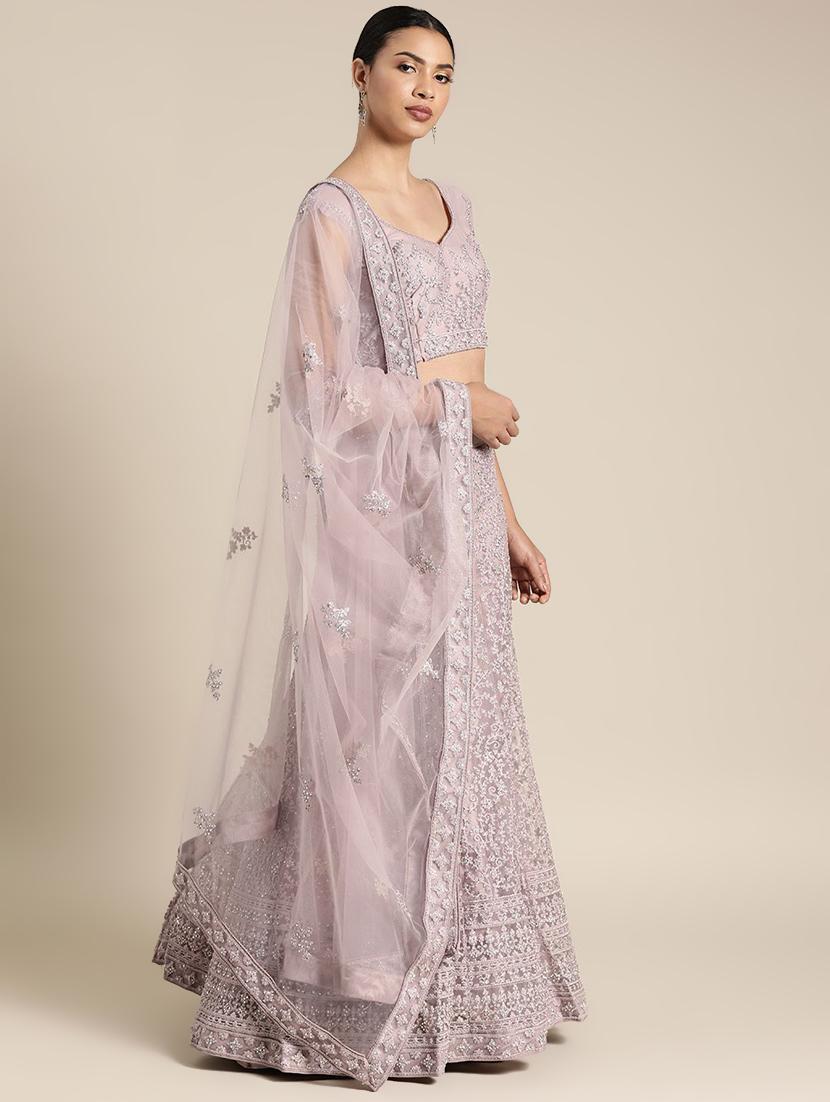 embroidered flared unstitched lehenga - 17240659 - Zoom Image - 2