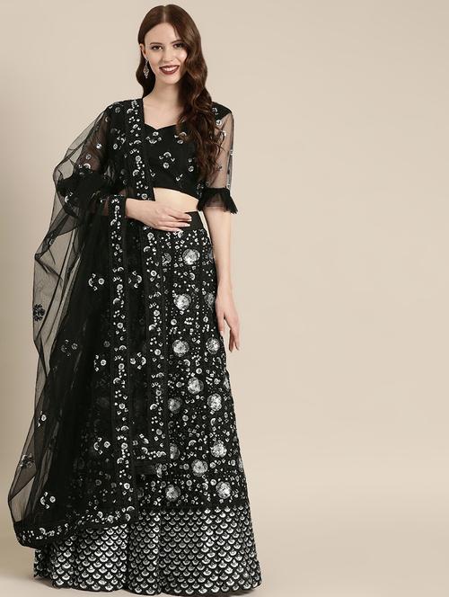 embroidered flared unstitched lehenga - 17240662 - Standard Image - 1