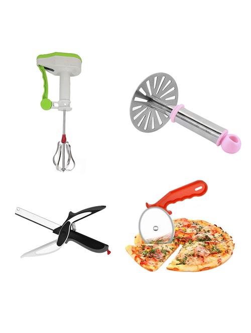 masher,power free hand blender,pizza cutter, vegetable cutter combo set pack of 4 - 17240937 - Standard Image - 1