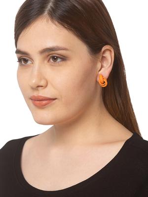 orange metal studs earring - 17241422 - Standard Image - 3