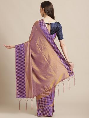 solid bordered saree with blouse - 17241564 - Standard Image - 2