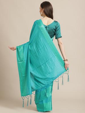 solid bordered saree with blouse - 17241565 - Standard Image - 2