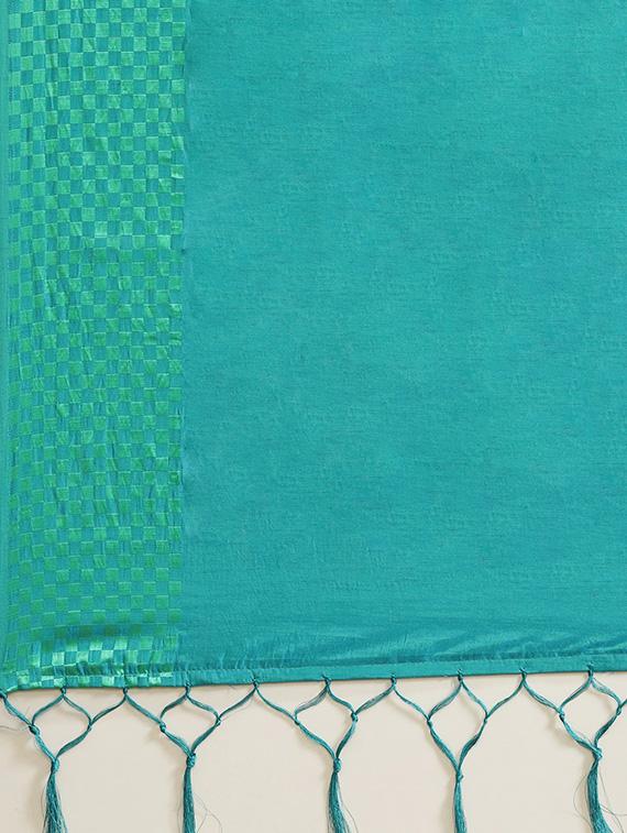 solid bordered saree with blouse - 17241565 - Zoom Image - 4