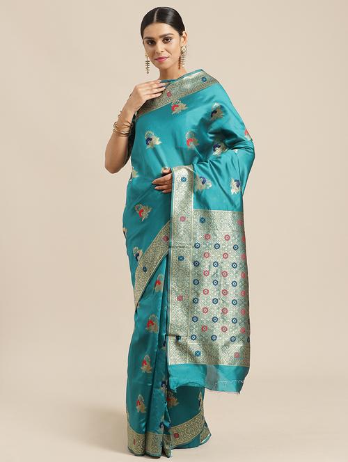 floral printed saree with blouse - 17241598 - Standard Image - 1