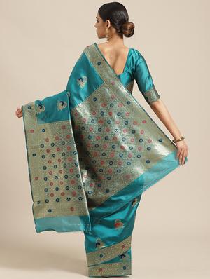 floral printed saree with blouse - 17241598 - Standard Image - 2