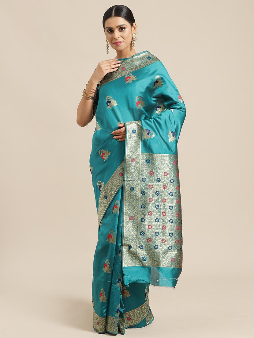 floral printed saree with blouse - 17241598 - Zoom Image - 1