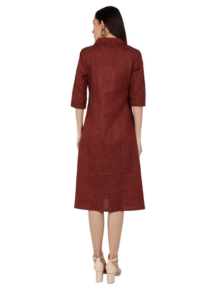 stylised collar a-line dress - 17241762 - Zoom Image - 3