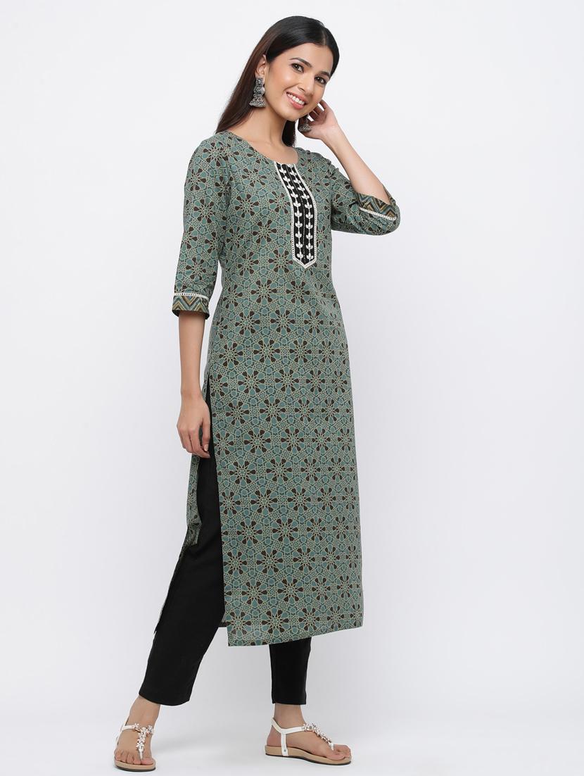 geometric print kurta pant set - 17241852 - Zoom Image - 2