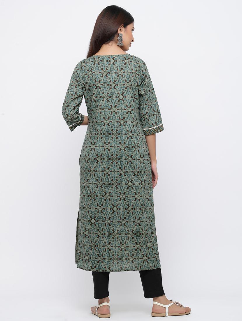 geometric print kurta pant set - 17241852 - Zoom Image - 3