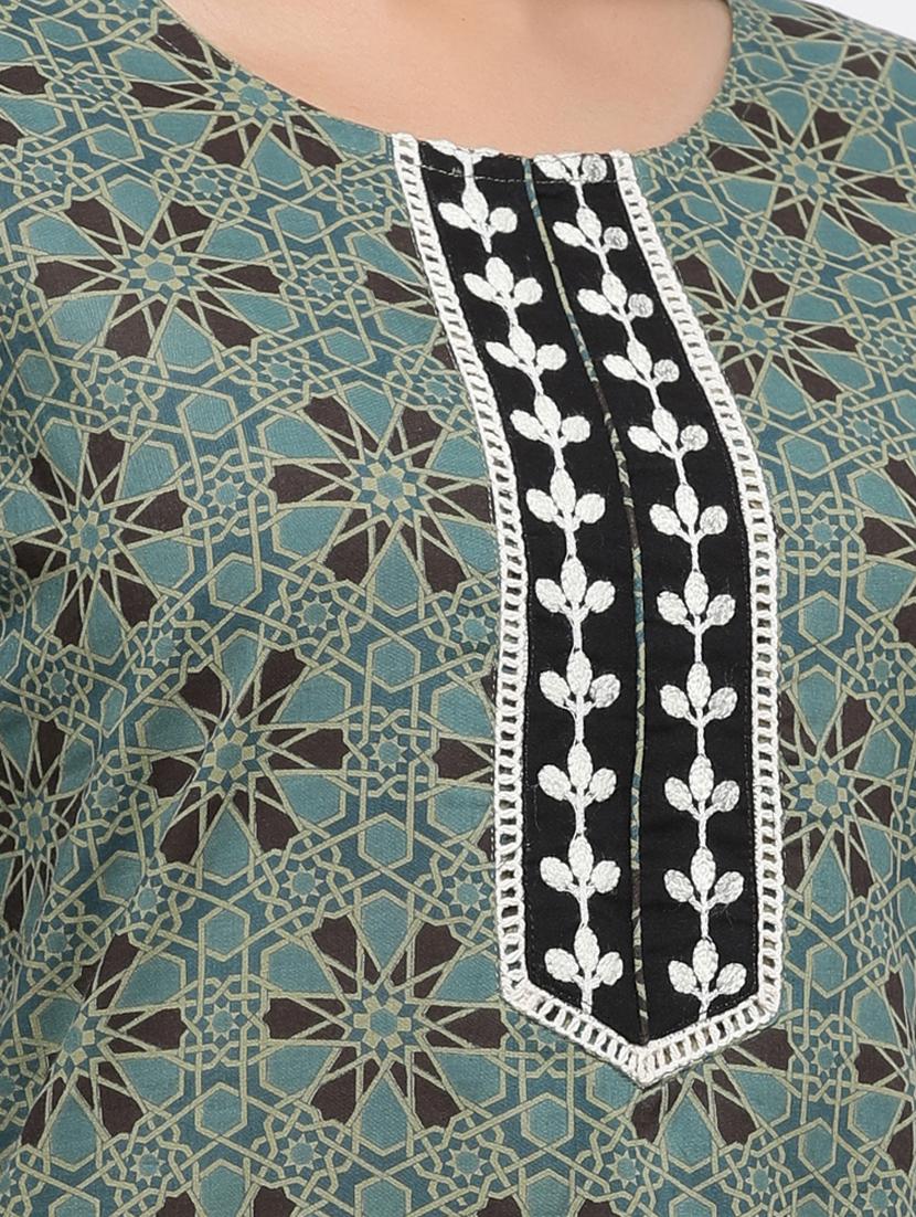 geometric print kurta pant set - 17241852 - Zoom Image - 4