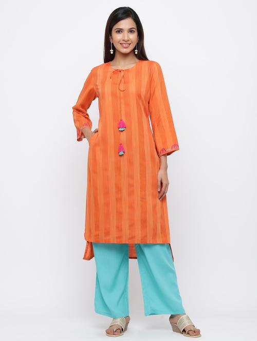 striped kurta palazzo set - 17241856 - Standard Image - 1
