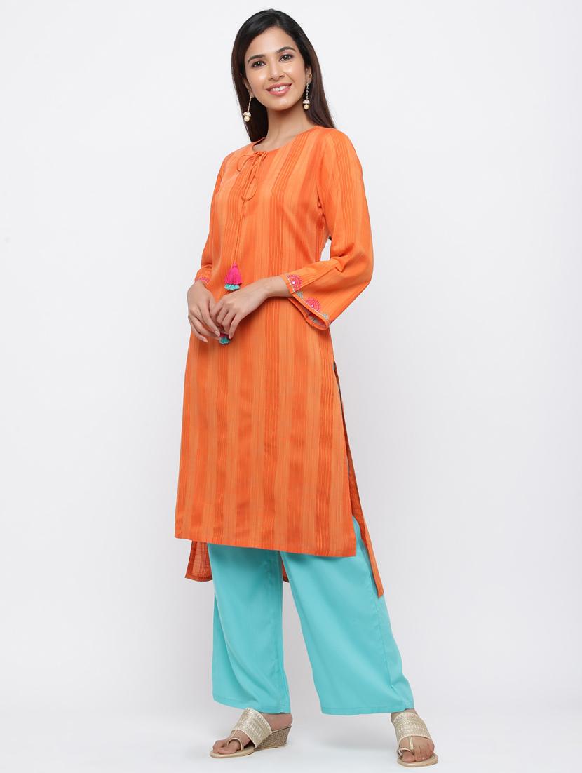 striped kurta palazzo set - 17241856 - Zoom Image - 2
