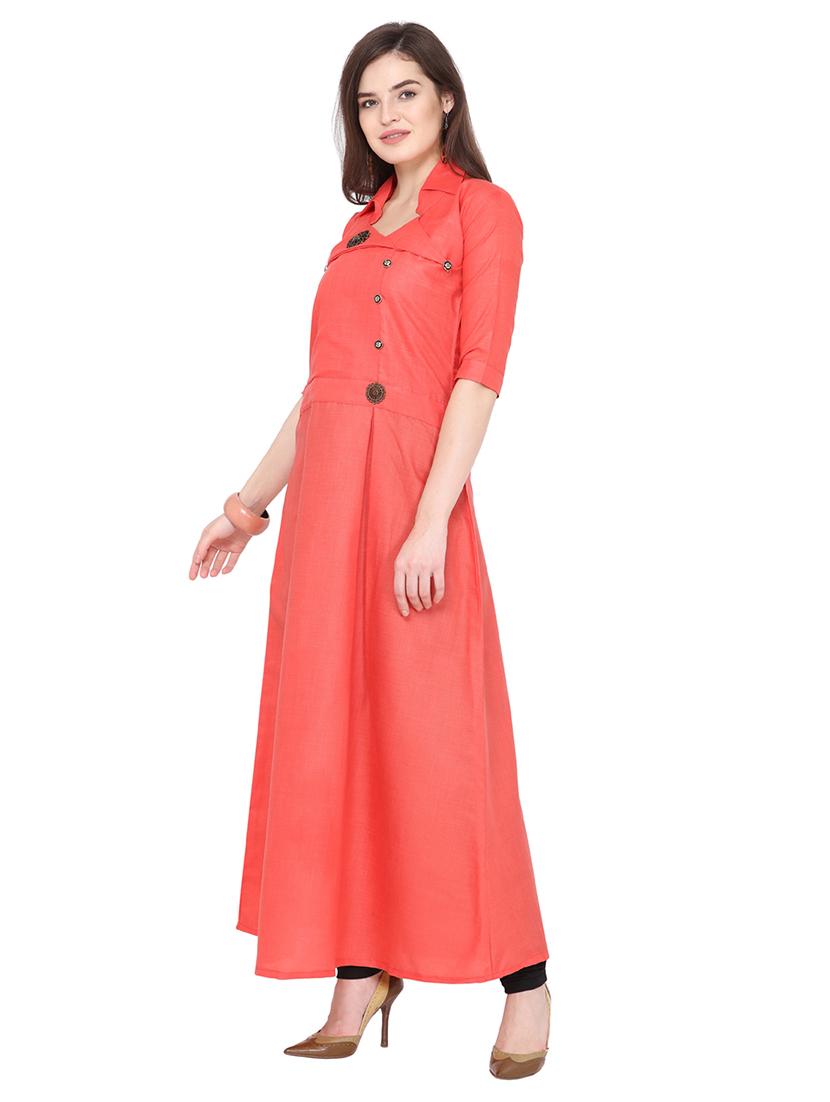 solid a-line kurta - 17241959 - Zoom Image - 2
