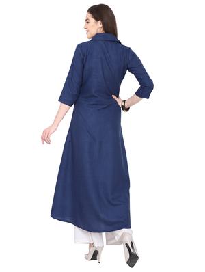 solid a-line kurta - 17241960 - Standard Image - 3