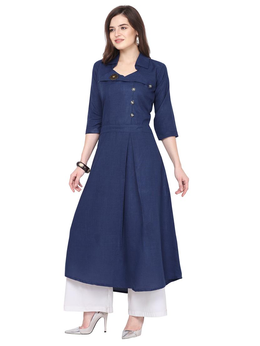 solid a-line kurta - 17241960 - Zoom Image - 2